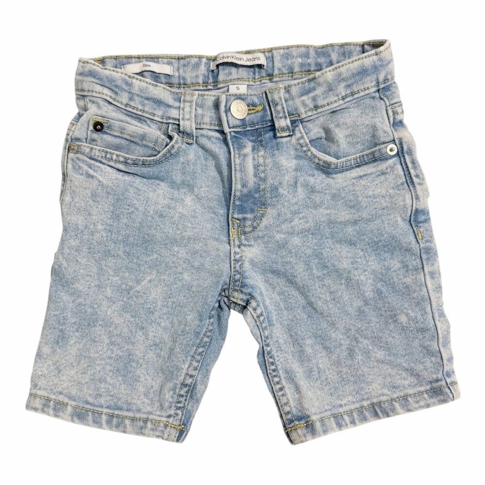 Calvin Klein Jeans Boys Light Acid Wash Stretch Denim Shorts Size 5 Slim GUC